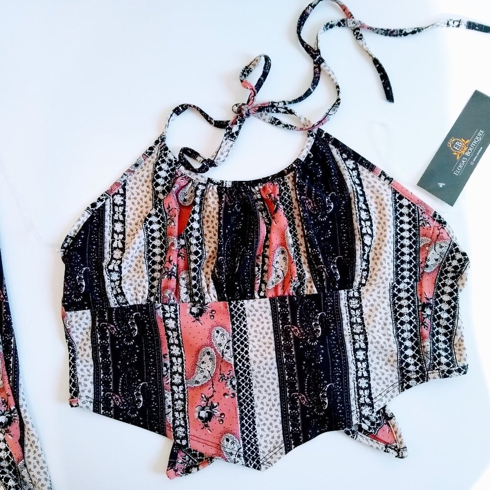 Set of Bohemian Bell bottoms Flare Leggings with matching wrap top Size Large - Picture 5 of 16